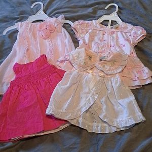 Lot of 4 Baby Girl Dresses 0-3 Mo